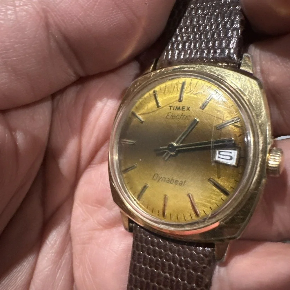 Works VTG Timex Electric Dynabeat Sunburst Mens Watch Gold Stuller Strap 34mm 7" - Picture 12 of 13